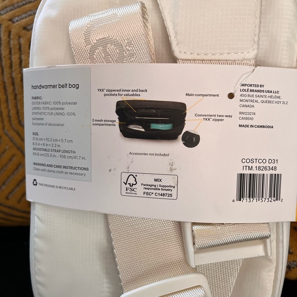 New Lole Ivory Handwarmer Belt Bag, crossbody purse - Picture 2 of 2